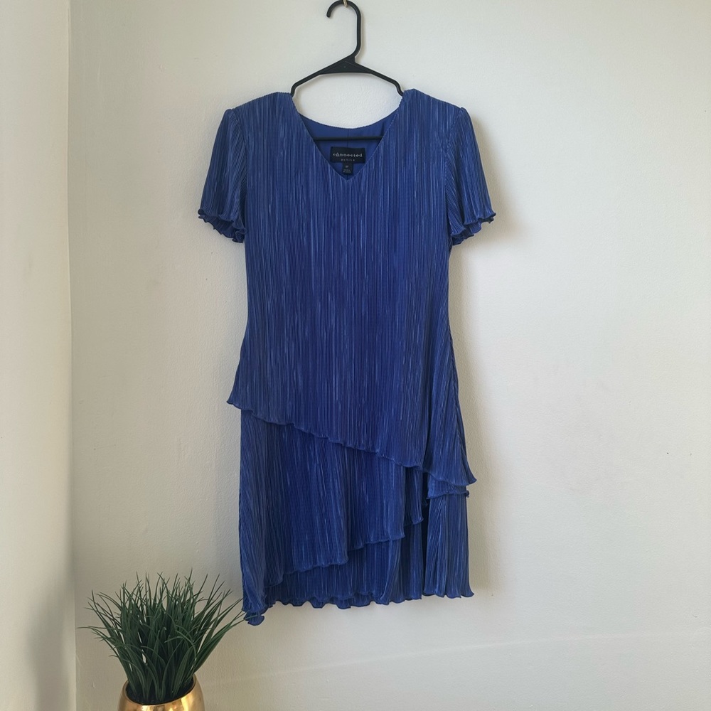 Connected Petite - Plissé Tiered Dress - Purple